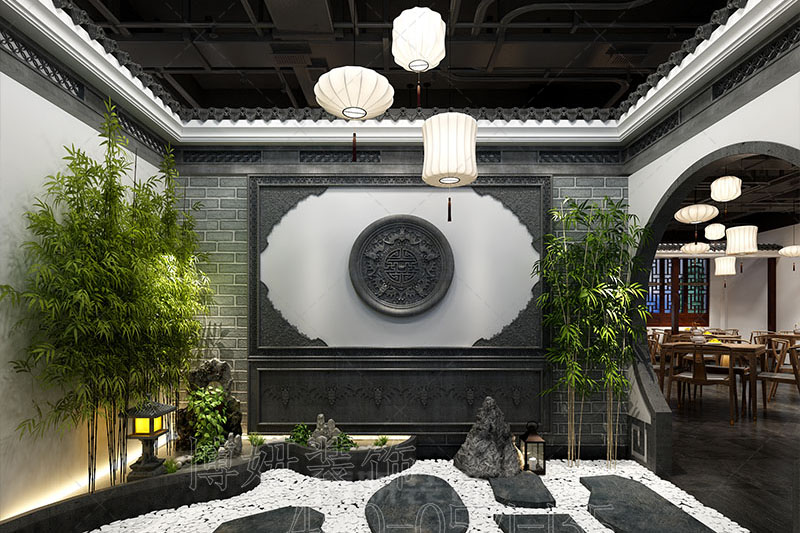 南京高端中式餐厅装修设计方案效果图