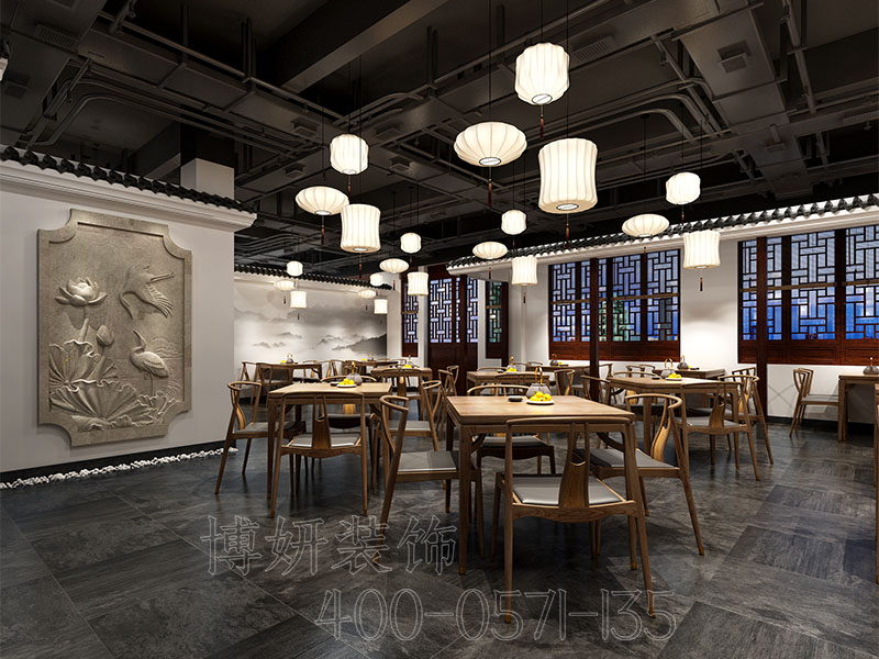 南京新中式餐厅装修效果,别具一格的新中式风格设计